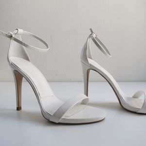 Zara white patent leather strappy sandal heels